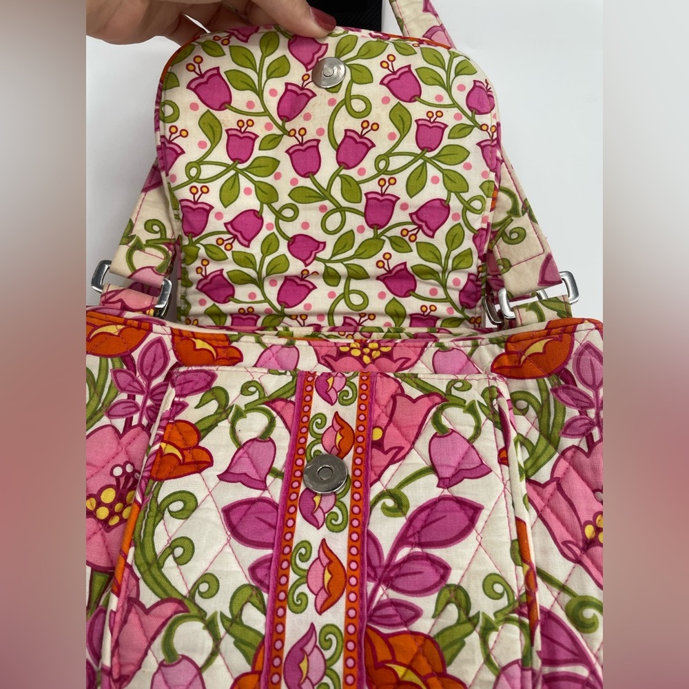 Vera Bradley Pink Floral “Lilli Belle” Y2K Double Handle Quilted Shoulder Bag - Picture 5 of 14